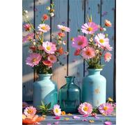 150 Pieces Jigsaw Puzzles for Adults,Family Challenging Puzzle Game,Fun Intellectual Art puzzles for Decompression and Home Decor Pink Daisy Vase(13.7x9.8 inch)
