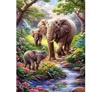 150 Pieces Jigsaw Puzzles for Adults,Family Challenging Puzzle Game,Fun Intellectual Art puzzles for Decompression and Home Decor Jungle Elephant Flowers(13.7x9.8 inch)
