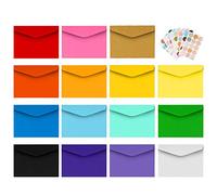 150 Pieces Mini Envelopes Multi Coloured Cute Mini Envelopes with 165 Pieces Cute Round Stickers for Gift Card Wedding Birthday Thanksgiving Festivals
