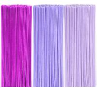 150 Pieces Purple Pipe Cleaners for Craft, 6 mm x 30 cm Long Pipe Cleaners, Flexible Chenille Stems Craft Supplies, Chenille Wire Bending Plush for DIY, Art Project, Decoration (3 Styles Purple)