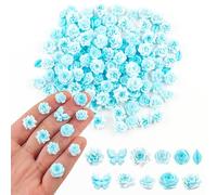 150 Pieces Tiny Flowers for Craft Dollhouse Miniatures Soft Resin Flowers for Fairy Garden Micro Landscaping Decoration, Blue