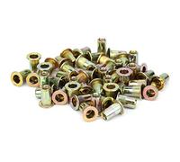 150 piezas M4 Tuercas de remache chapadas en zinc de color Accesorios de hardware de remachado rápido para automóviles e industrias manufactureras Acero al carbono 187 g