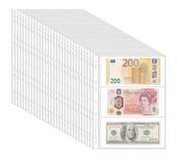 150 Pockets Archival Banknote Pages - 50 Sheets Acid-Free Currency Protector Sleeves for Bills, Stamps, Coupons IN02050