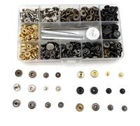 150 Set Leather Snap Fasteners Kit 12.5mm Metal Button Snaps Press Studs 4 Installation Tools for Clothes Jackets