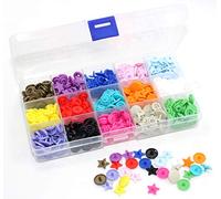 150 Sets KAM Snaps Star Shaped with Storage Box, BetterJonny 15-Colors Size 20 T5 Glossy Plastic Resin Fasteners Punch Poppers Closures No-Sew Buttons for Crafts Cloth Diaper Bibs