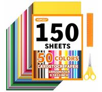 150 Sheets 8.5" X 11" Colored Cardstock, 50 Assorted Colors Construction Paper, Craft Set with Scissors and Ruler, Printer Paper for Scrapbooking, Card Making, DIY Crafts and Decorations