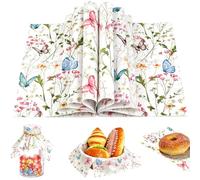 150 Sheets Wildflower Butterfly Wax Deli Paper, 9.8x8.3in Spring Wildflower Butterfly Patterns Grease Proof Deli Paper for Spring Home Kitchen Decor Easter Sandwich Snack Wrap