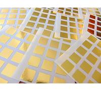 150 Shiny Gold Square Stickers - Sticky Coloured Self Adhesive Squares for Colour Coding