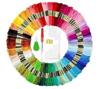 150 Skeins Embroidery Thread, Random Colors Cotton Embroidery Floss Kit Friend Bracelets Making Kits with 12 Pieces Bobbins Organizer for Beginners Adults for Knitting Cross Stitch Project
