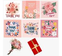 150 Thank You Cards Multipack with Envelopes, 6 Flower Designs