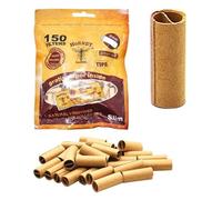 150 Unbleached Pre Rolled Roach Tips | Brown 6mm Paper Filter Tips Smoking | Filter Tips for King Size Rolling Papers | Cigarette Rolling Machine for Slim Tobacco Papers | Extra Slim Filters