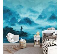 150 x 105 cm Wall Murals, Blue Traditional Landscape Silhouettes of People Non-Woven Mural Paste the Wall Covering, Large Photo Wallpaper for Living Room Bedroom Kitchen Office Kids