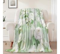 150 x 200 cm Throw Blanket Cartoon Cute Flowers And Leaves Printed Soft Flannel Throw Blankets, Pink Lightweight Fluffy Plush Fuzzy Bed Blanket for Bedding Sofa and Travel