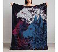 150 x 200 cm Throw Blanket Fluffy Comfy, Luxury Navy Blue Blankets Super Soft and Warm Perfect Choice for Winter, Lightweight Comic Style Hd Wolf Red Fleece Blankets
