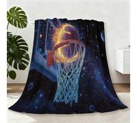 150 x 200 cm Throw Blanket, Reversible Soft Minimalism Stars Sports Basketball Print Flannel Fleece Blankets, Dark Blue for Women Girl Gifts Cozy Fuzzy - throw for Sofa Couch Bed Home Decor