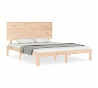 (150 x 200 cm) vidaXL Bed Frame Bed Base Wooden Bed with Headboard Super King Size Solid Wood