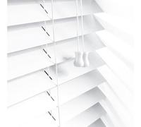 150 x 213cm White Venetian Blinds for Windows - Faux Wood Venetian Blinds Window Treatment Shutters - Child Safe 50mm Slate Trimmable Easy Fit Multiple Buying Luxury Wooden Blind