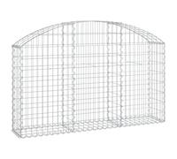 vidaXL Arched Gabion Basket 150x30x80/100 cm Galvanised Iron, Silver