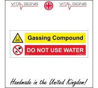(150 x 50mm - 6 x 2, Magnetic - Vehicle Grade) HA121 Gassing Compound Do Not Use Water Sign danger caution beware safety