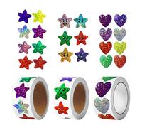 1500 Laser Stickers, Heart-Shaped Star Stickers, DIY Notebook Cup Decoration Stickers, Colorful Glitter Stickers, Waterproof Self-Adhesive Stickers for Decoration