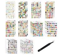 1500+ Magazine Letter Stickers, Vintage Scrapbook 24 Sheets Small Alphabet Number Stickers with Tweezer for Scrapbooking Accessories Journaling DIY Crafts Gift