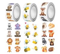 1500 Pcs Cute Animal Stickers Roll, Animal Theme Universal Stickers Rewards, Easy-Peel Cartoon Incentives Sticky Rolls for School, Diaries, Crafts and Office