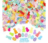 1500 PCS Easter Confetti Rabbit Egg Chicken Shape Glitter Metallic Foil Table Scatters Confetti for DIY Party Decorations (1.6oz)