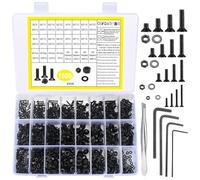 1500 Pcs Flat Head Hex Socket Head Cap Screws Bolts and Nuts and Washers Assortment Kit, M2 M3 M4 M5 Alloy Steel Countersunk Head Screws Nuts and Bolts and Flat Washers Set