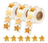 1500 Pcs Gold Star Stickers, Shiny Reward Stickers for Children, 3 Rolls Self-Adhesive Gold Stars, Sparkly Incentive Sticker, Holographic Sticker for Teacher Supplies at School