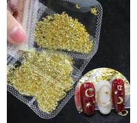 1500 Pcs Moon Nail Charms Gold Moon with Star Design Nail Rhinestones 3D Flat Back Shiny Crystal Moons Nail Art Charms Cute Nails Jewels and Gems for Acrylic Salon Manicure DIY Decoration Accessories