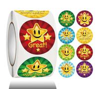 1500 Pcs Smiley Face Stickers, Self Adhesive Coated Paper 2.5 cm Round Bright Colorful Motivational Rewards for Children Students Teachers Classroom Activities