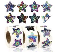 1500 Pcs Space Star Stickers - Shiny Reward for Children, 3 Rolls Universe Space Holographic Stickers for Reward Chart, Sparkly Incentive for Teacher Supplies at School