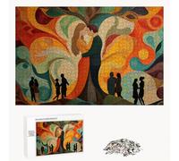 1500 Piece Jigsaw Puzzle for Adults, Abstract & Couples Premium Wooden Puzzles with Poster, Classic Cut, Interlocking Pieces for Home Decor & Mindfulness 34 x 22 in - Aged 14+ Only (Not a Toy) P3#218