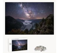 1500 Piece Jigsaw Puzzle for Adults,Starry Sky & Mountain Premium Wooden Puzzles with Poster,Classic Cut,Interlocking Pieces for Home Decor & Mindfulness 34 x 22 in - Aged 14+ Only (Not a Toy) P3#538