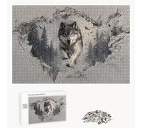 1500 Piece Jigsaw Puzzle for Adults, Wolf & Grey Premium Wooden Puzzles with Poster, Classic Cut, Interlocking Pieces for Home Decor & Mindfulness 34 x 22 in - Aged 14+ Only (Not a Toy) P3#546