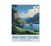 1500 Piece Jigsaw Puzzle，Milford Sound New Zealand Vintage Travel Posters，Adults Children Paper Toy Educational Game（57x87CM）-CW85