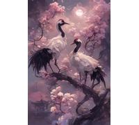 1500 Piece Jigsaw Puzzles for Adults Crane Tree Moon, Puzzles 1500 Pieces for Adults, 34x22 inch Difficult Jigsaw Puzzles with Letters on Back, Fun puzzle for Family Activity