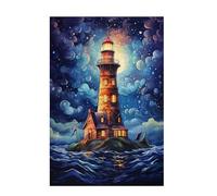 1500 Piece Jigsaw Puzzles for Adults, Creative Impossible Puzzles Games for Adults Beginners, Large Wooden Jigsaw with Poster and Storage Box, Home Decor, Theme: Lighthouse & Ocean 87x57cm D-1666