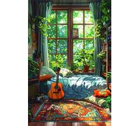1500 Piece Jigsaw Puzzles for Adults Guitar Landscape Puzzle Fun Challenges Perfect for Relaxation Letter Printed on Back Interlock Perfectly No Dust for Men Women Elders Seniors 34.3 x 22.4 inch