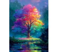 1500 Piece Jigsaw Puzzles for Adults, Impossible Hard Difficult Challenging jigsaw puzzle 1500 pieces adult Puzzles Classic Educational Games 87x57cm,Tree Rainbow Leaves
