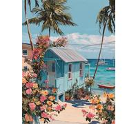 1500 Piece Jigsaw Puzzles for Adults, Impossible Hard Difficult Challenging jigsaw puzzle 1500 pieces adult Puzzles Classic Educational Games 87x57cm,Beach House Tree