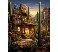 1500 Piece Jigsaw Puzzles for Adults, Impossible Hard Difficult Challenging jigsaw puzzle 1500 pieces adult Puzzles Classic Educational Games 87x57cm,Plant Cactus Villa