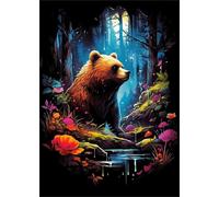 1500 Piece Jigsaw Puzzles for Adults Jungle Bear Puzzle Fun Challenges Perfect for Relaxation Letter Printed on Back Interlock Perfectly No Dust for Men Women Elders Seniors 34.3 x 22.4 inch