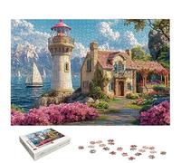 1500 Piece Jigsaw Puzzles for Adults, Lighthouse Jigsaw Puzzles for Adults 1500, Landscape Jigsaws for Family Educational Games, Wooden Puzzle with Gift Box, Unique Gifts for Women, Home Decor, -7400
