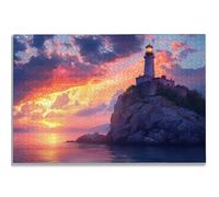1500 Piece Jigsaw Puzzles for Adults, Lighthouse Jigsaw Puzzles for Adults, Wooden Puzzle with Gift Box, Sunset Jigsaws for Family Educational Games, Unique Gifts for Women/Men, Home Wall Decor, -3119
