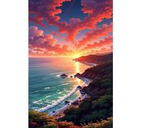1500 Piece Jigsaw Puzzles for Adults, Sunrise Coast Scenery Classic Puzzle, 34.3x22.4 inch, Premium Interlocking No Dust, Family Indoor Activity