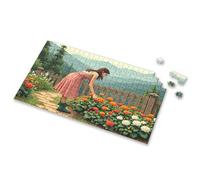 1500 Piece Puzzle A Woman Tending To Her Garden Amidst A Serene Mountain Landscape Picture Puzzle Puzzle 500 Pieces Easter Toys For Kids Ages 4-8(1000PCS)