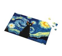 1500 Piece Puzzle Black Cat Under The Starry Night Sky Picture Puzzle Toddler Toys Puzzles For Kids Ages 4-6(1000PCS)