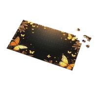 1500 Piece Puzzle Golden Butterflies And Leaves On Black Background Picture Puzzle Jigsaw Puzzles 1000 Pieces Puzzles For Adults 500(500PCS)