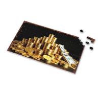 1500 Piece Puzzle Golden Treasure: A Stack Of Shiny Coins And Cash Picture Puzzle Gift For 4 Year Old Boy Spot It Game For Kids(1000PCS)